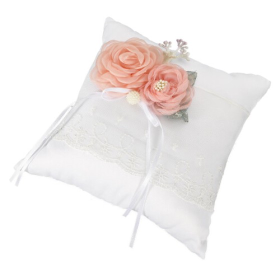 2 Pieces White Pillow with Flower for Wedding